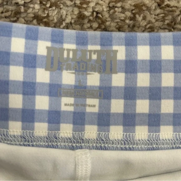 Duluth Trading Co Blue and White Gingham Women's NoGA Naturale Cotton Skort - Picture 3 of 12